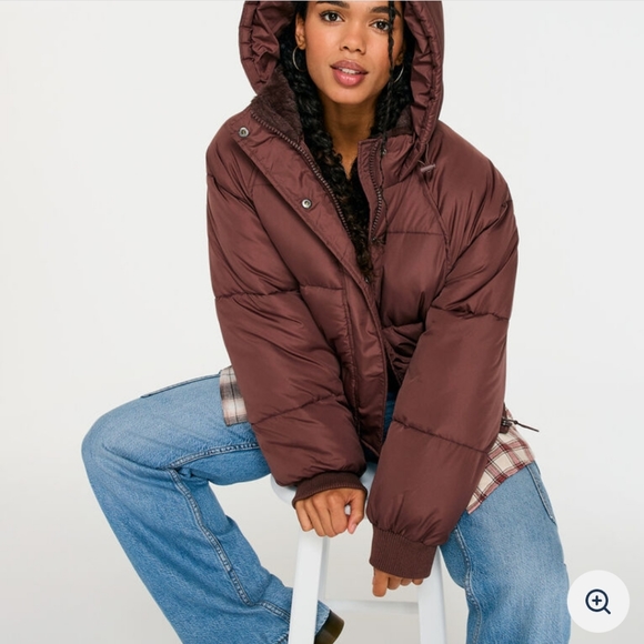 Aeropostale Remixed Down Cropped Puffer Coat Size Large - Picture 2 of 10